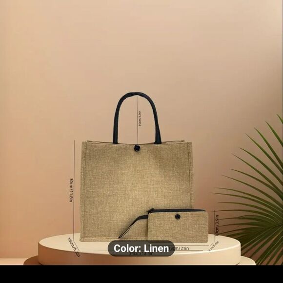 Cream and Tan Book Lover's Tote Bag - Picture 4 of 6